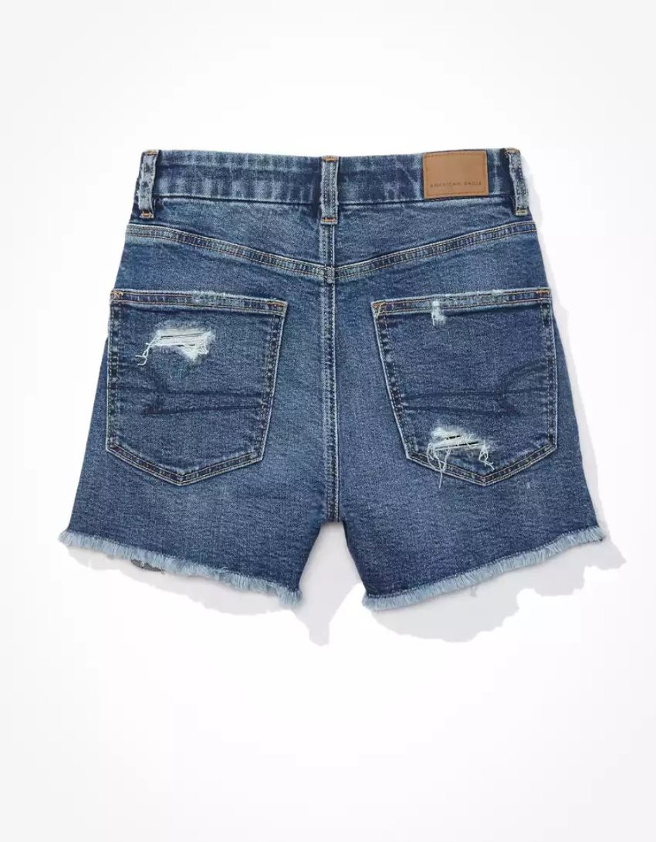 Shorts American Eagle AE Strigid Curvy Denim Mom Indigo Foncé Femme | AMS-75924266